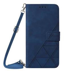 PekaTech Handykette für OnePlus 9 Schutzhülle, PU-Leder Hülle - Handyhülle mit Band zum Umhängen - Klapptasche Handytasche Case mit Handy-Kette, Kartenfach und Portmonee, Blau von PekaTech