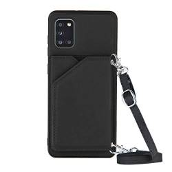 PekaTech Handykette für Samsung - PU Leder Hülle mit Kordelzug - Flip Case mit Kette für Handy, Kartenfach und Brieftasche -, Schwarz, Samsung Galaxy S20, Modern von PekaTech