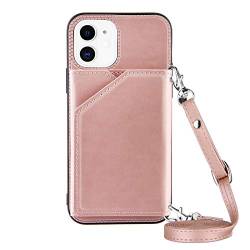 PekaTech Handykette kompatibel mit iPhone - PU Leder Handyhülle - Smartphone Hülle Halskette mit Gurt - Kordel mit Schutzhülle zum Aufhängen, Rosa, iPhone 12, Modern von PekaTech