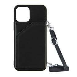 PekaTech Handykette kompatibel mit iPhone - PU Leder Handyhülle - Smartphone Hülle Halskette mit Gurt - Kordel mit Schutzhülle zum Aufhängen, Schwarz, iPhone 11 Pro Max, Modern von PekaTech