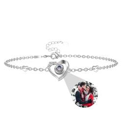 Armband mit Bild im Stein, Bild Armband personalisiertes Foto, Herz Foto Projektion Armbänder Herz Charme Ich liebe dich Armband Memorial Armband für Frauen Freundin Mom Schmuck Geschenk von Pekdi