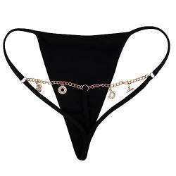 Pekdi Benutzerdefinierte G-Strings Frauen Tanga Höschen Personalisierte Unterwäsche Tanga Kette für Frauen Strass Buchstabe Charme Taille Körper Kette für Frauen von Pekdi