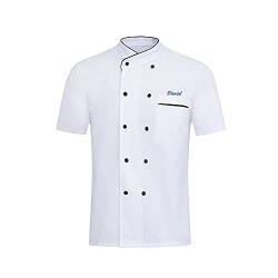 Pekdi Personalisierte Kochjacke Benutzerdefinierte Kochjacke Kurzarm Bestickte Kochhemden Schwarz Weiß Küchenuniformen Kleidung für Männer Frauen von Pekdi