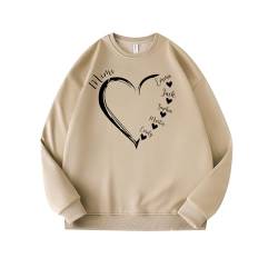 Pekdi Personalisiertes Namen Sweatshirt Individuelles Herz Sweatshirt mit Familiennamen Oma Herz Shirt Mama Oma Sweatshirt Hoodie für Weihnachten Geburtstag von Pekdi
