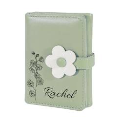 Personalisierte Leder Brieftasche Namen Geburt Blume Brieftasche mit Karteninhaber Trifold Brieftasche Cash Pocket Geldbörse kleine niedliche Brieftasche Frauen Mädchen Floral Brieftasche Weihnachten von Pekdi