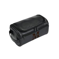 Personalisierte Leder Kulturtasche gravierten Namen Reisetasche Leder Dopp Kit große Kapazität Kulturtaschen für Papa Toilettenartikel Rasur Grooming Geschenk (Black-B) von Pekdi