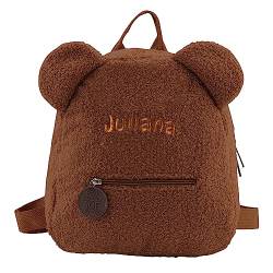 Plüsch Teddybär Rucksack Gestickter Name Flauschiger Rucksack Niedlicher Bär Gefülltes Tier Rucksack Mini Bär Tasche für Jungen und Mädchen von Pekdi