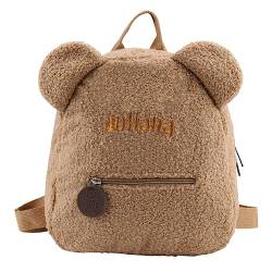 Plüsch Teddybär Rucksack Gestickter Name Flauschiger Rucksack Niedlicher Bär Gefülltes Tier Rucksack Mini Bär Tasche für Jungen und Mädchen von Pekdi