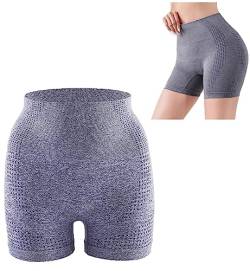 Pelinuar SHAPERMOV Ion Shaping Shorts - Comfort Breathable Fabric,Tummy Control Butt Lifting Shorts,Fiber Restoration Shaper,Butt Lifting Shorts for Women (Gray, S/M: 40-65kg) von Pelinuar