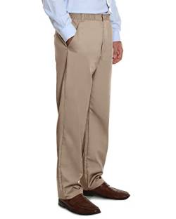 Pembrook Herren-Hose mit elastischer Taille für Senioren – Adaptive Herrenhose für ältere Menschen mit Reißverschluss und Knopf, Tan, Mittel von Pembrook