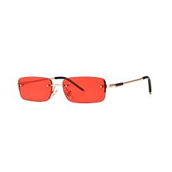 PenKee Randlose Sonnenbrille in Bonbonfarben, getönt, kleine rechteckige Farbtöne, UV400 von PenKee
