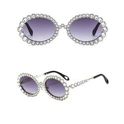 PenKee Strass-Sonnenbrille für Damen, oval, Bling-Diamant-Sonnenbrille, weiblich, rund von PenKee