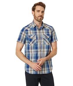 Pendleton Herren Kurzarm Snap Front Frontier Shirt, Grau/Blau kariert, XL von Pendleton