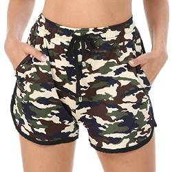 PengFaXin Damen Shorts Sommer Casual High Waist Bequem Beach Hotpants mit Taschen(Camo, Large) von PengFaXin