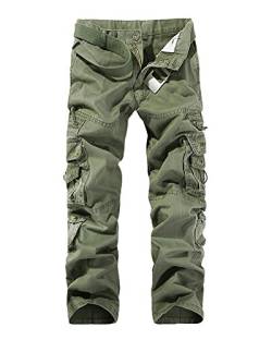 Herren Cargo Hose Mit Taschen Outdoor Pants Baggy Lange Hosen Armee-Grün 33 von PengGeng