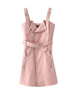 Leder Kleider Kurz Festlich Aus Lederimitat Partykleid Minikleid Lederkleid Pink XL von PengGeng