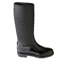 PengGeng Damen Hohe Stiefel Gummistiefel Wasserdicht rutschfest Regenschuhe Beiläufig Stil Schwarz 40 von PengGeng