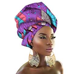 PengGengA Afrikanischer Turban für Damen, Elastische Stirnband Hut Elegante Wachsdruck Haarschmuck Hijab Headwrap (Stil#13, 50 * 180cm) von PengGengA