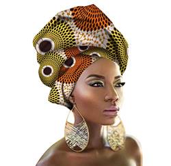 PengGengA Afrikanischer Turban für Damen, Elastische Stirnband Hut Elegante Wachsdruck Haarschmuck Hijab Headwrap (Stil#22, 50 * 180cm) von PengGengA