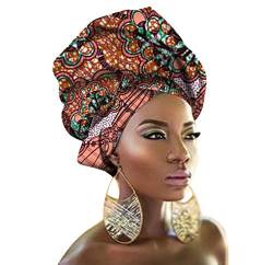 PengGengA Afrikanischer Turban für Damen, Elastische Stirnband Hut Elegante Wachsdruck Haarschmuck Hijab Headwrap (Stil#5, 50 * 180cm) von PengGengA