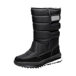 PengGengA Winterstiefel Damen Warme Gefüttert Winterschuhe Wasserdicht Schneestiefel Rutschfeste Mittelhoher Boot Unisex - Schwarz, CN39 von PengGengA