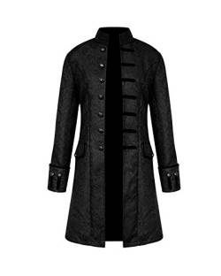 Punk Jacke Steampunk Gothic Langarm Jacke Retro Mittellang Mantel Kostüm Cosplay Uniform Für Männer Schwarz L von PengGengA