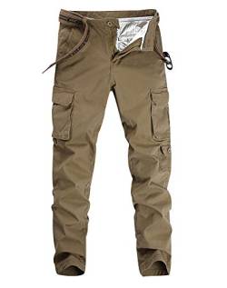 Cargohose Herren Cargo Hose Militär Hosen Stretch Pants Arbeitshose Cargohosen Lang Männer Skinny Herrenhose Slim Fit Mit Seitentaschen Outdoor Freizeithose Kampfhose Wanderhose Übergrößen Khaki 29 von Pengniao