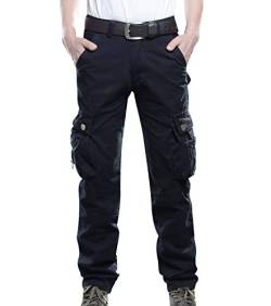 Cargohose Herren Militär Hosen Stretch Cargo Hose Pants Arbeitshose Cargohosen Lang Männer Skinny Herrenhose Slim Fit Army Mit Seitentaschen Outdoor Freizeithose Kampfhose Wanderhose Schwarz 40 von Pengniao