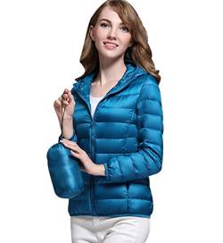 Leichte Daunenjacke Damen Mit Kapuze Steppjacke Leichter Daunenmantel Damen Winter Daunen Winterjacke Leicht Ultraleichte Dünne Steppjacken Frauen Federleichte Softdaunenjacke Down Übergröße Blau 3XL von Pengniao