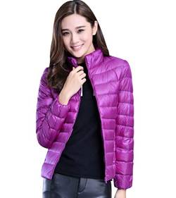 Leichte Daunenjacke Damen Steppjacke Leichter Daunenmantel Damen Stepp Winter Daunen Winterjacke Damen Leicht Ultraleichte Dünne Steppjacken Frauen Federleichte Softdaunenjacke Übergangsjacke Violett von Pengniao