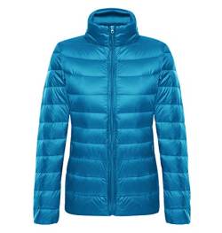 Leichte Daunenjacke Damen Steppjacke Leichter Daunenmantel Damen Stepp Winter Daunen Winterjacke Damen Leicht Ultraleichte Dünne Steppjacken Frauen Federleichte Übergangsjacke Light Down Blau 4XL von Pengniao