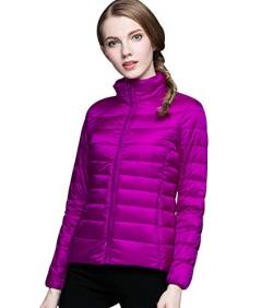 Leichte Daunenjacke Damen Steppjacke Leichter Daunenmantel Damen Stepp Winter Daunen Winterjacke Damen Leicht Ultraleichte Dünne Steppjacken Frauen Federleichte Übergangsjacke Light Down Violett M von Pengniao