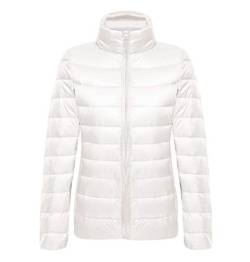 Leichte Daunenjacke Damen Steppjacke Leichter Daunenmantel Damen Stepp Winter Daunen Winterjacke Leicht Ultraleichte Dünne Übergröße Frauen Federleichte Softdaunenjacke Übergangsjacke Down Weiß S von Pengniao