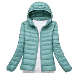 Leichte Daunenjacke Mit Kapuze Damen Steppjacke Daunenmantel Damen Winter Daunen Winterjacke Damen Leicht Ultraleichte Dünne Steppjacken Frauen Federleichte Softdaunenjacke Übergangsjacke Grün von Pengniao