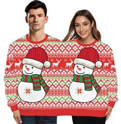 Lustige Weihnachtspullover Pärchen Herren Xmas Pullover Weihnachten 3d Damen Hässliche Weihnachtspulli Ugly Sweatshirt Weihnachts Pullis Christmas Sweater Weihnachtspullis Winterpullover Couple Rot von Pengniao