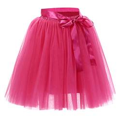 Tüllrock Damen Tüll Röcke Tütü Tutu Erwachsene Rock Tüll Petticoat Unterrock Tüllröcke Kurz Karneval Ballett Tutu Kostüm Tütüs Fasching Tüllrock Prinzessin Tüllröckchen 50er Rockabilly Petticoat Rosa von Pengniao