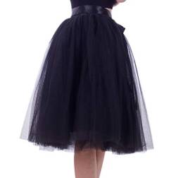 Tüllrock Damen Tüll Röcke Tütü Tutu Erwachsene Rock Tüll Petticoat Unterrock Tüllröcke Midi Karneval Ballett Tutu Kostüm Tütüs Prinzessin Fasching Tüllröckchen 50er Rockabilly 7 Schicht Schwarz von Pengniao