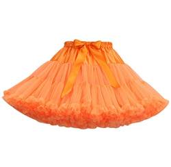 Tüllrock Damen Tutu Rock Tüll Röcke Tütü Petticoat Unterrock Tüllröcke Outfit Kurz Karneval Ballett Tutu Kostüm Erwachsene Tütüs Prinzessin Fasching 50er Rockabilly Party Hochzeit Vintage Orange von Pengniao