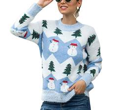 Ugly Weihnachtspullover Damen Strick Rentier Christmas Sweater Damen Pulli Weihnachten Hässlicher Weihnachtspulli Weihnachts Xmas Pullover Damen Dicke Strickpulli Strickpullover Frauen Lockerer Blau L von Pengniao