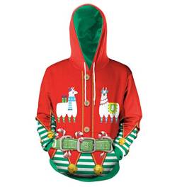 Ugly Weihnachtspullover Herren Lustige Xmas Pullover Weihnachten 3d Hoodie Damen Weihnachtspulli Sweatshirt Weihnachts Kapuzenpullover Rentier Pullis mit Kapuze Hässliche Christmas Sweater Pärchen M von Pengniao