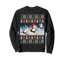 Pinguin Snowboard Ugly Christmas Sweater Pinguin Santa Sweatshirt von Penguin Ugly Snowboarding Christmas Sweater Sports
