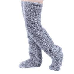 Overknee High Fuzzy Socks Plush Slipper Strümpfe Furry Long Leg Warmer Winter Home Sleeping Socks, grau, Einheitsgröße von Peoaieh