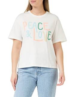 People Tree Damen Aufdruck Peace & Love T-Shirt, Eco Weiß, 34 von People Tree