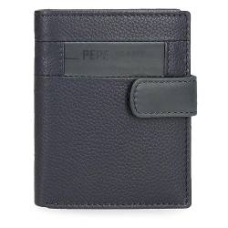 Pepe Jeans Checkbox Vertikale Geldbörse mit Klickverschluss, Blau, 8,5 x 10,5 x 1 cm, Leder, blau, Talla única, Vertikale Geldbörse mit Klickverschluss von Pepe Jeans