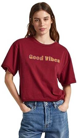 Pepe Jeans Damen Connie T-Shirt, Red (Burgundy), S von Pepe Jeans