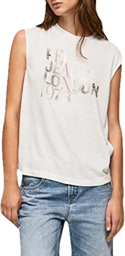 Pepe Jeans Damen Lidia SS T Shirts, 800 Weiß, S EU von Pepe Jeans