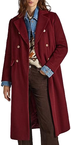 Pepe Jeans Damen Madison Long Coat, Red (Burgundy), S von Pepe Jeans