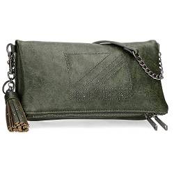 Pepe Jeans Donna Umhängetasche mit Klappe Grün 25 x 13 x 2 cm Kunstleder, grün, Umhängetasche mit Patte von Pepe Jeans