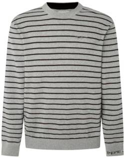 Pepe Jeans Herren Andre Stripes Pullover Sweater, Grey (Grey Marl), L von Pepe Jeans