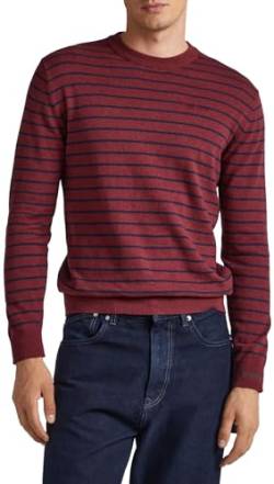 Pepe Jeans Herren Andre Stripes Pullover Sweater, Red (Burgundy), XL von Pepe Jeans